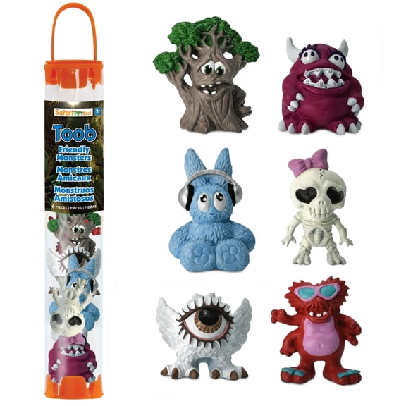 Safari Ltd Friendly Monsters TOOB - 6 Miniature Monster Figurines - Imaginative Toy set for Boys, Girls, and Kids Ages 3+