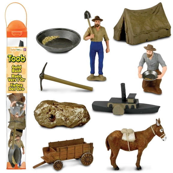 Safari Ltd. California Gold Rush TOOB - 9 Mini Figurines: Miners, Tools, Animals & More - Educational Toy Set for Boys, Girls & Kids Ages 3+