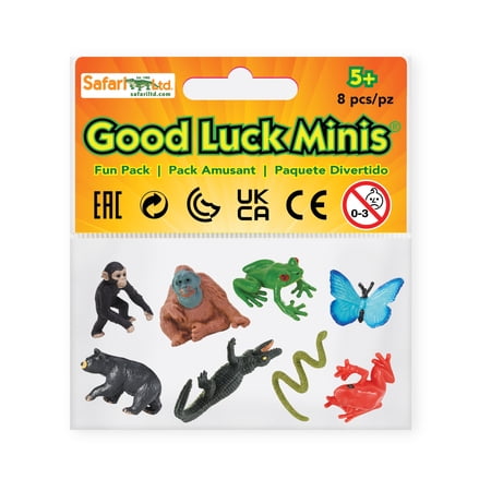 Safari Ltd. Good Luck Minis Rainforest Fun Pack – 8 Mini Figurines of Rainforest Creatures – Educational Toy Figures for Boys, Girls, & Kids Ages 5+
