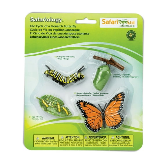 Safari Ltd. Monarch Butterfly Life Cycle Figurines - Miniature Butterfly Lifecycle Collection - Educational Toy for Boys, Girls, and Kids Age 4+