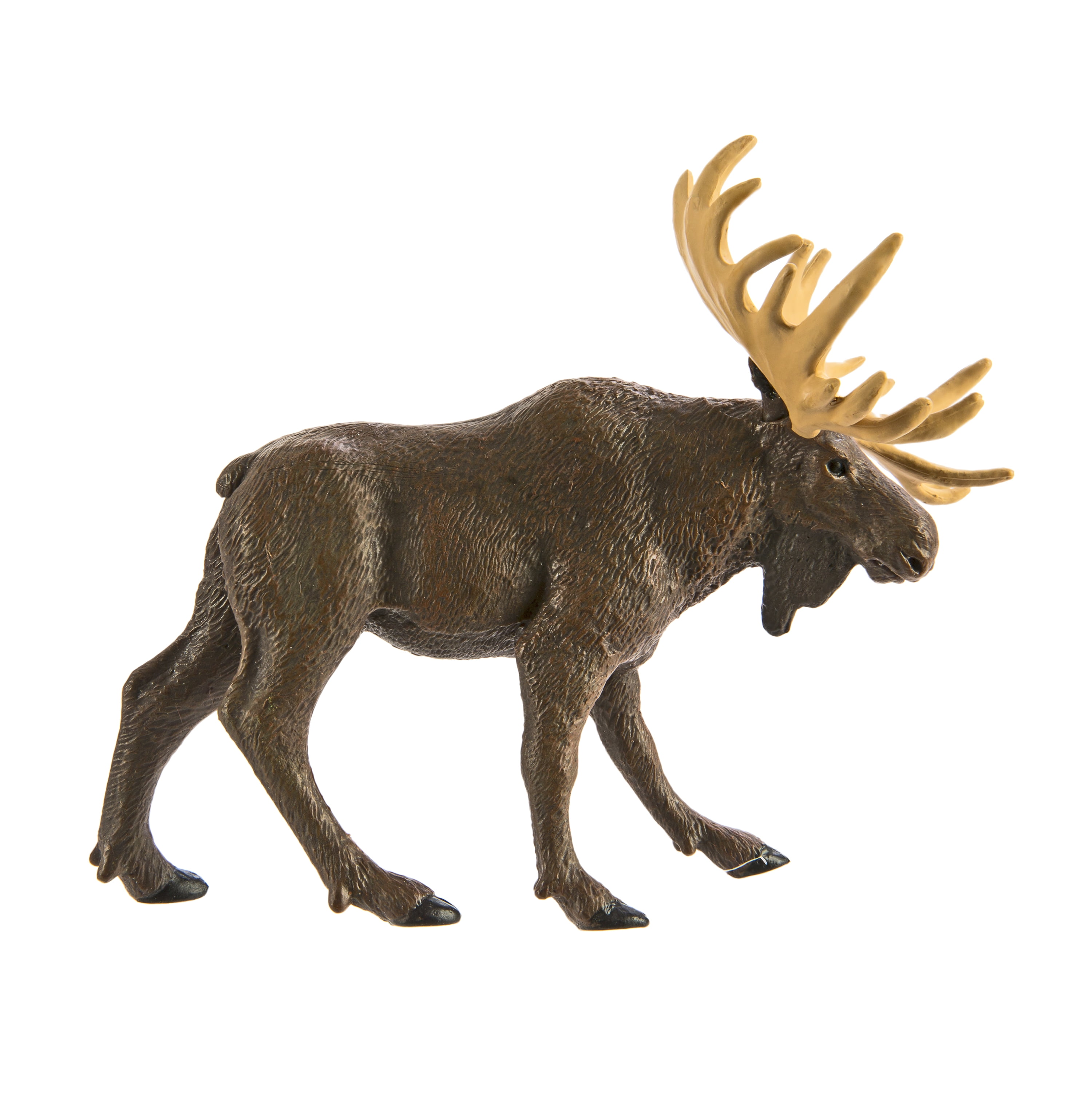 Hand-Painted Dark Brown Moose Figurine Toy Set