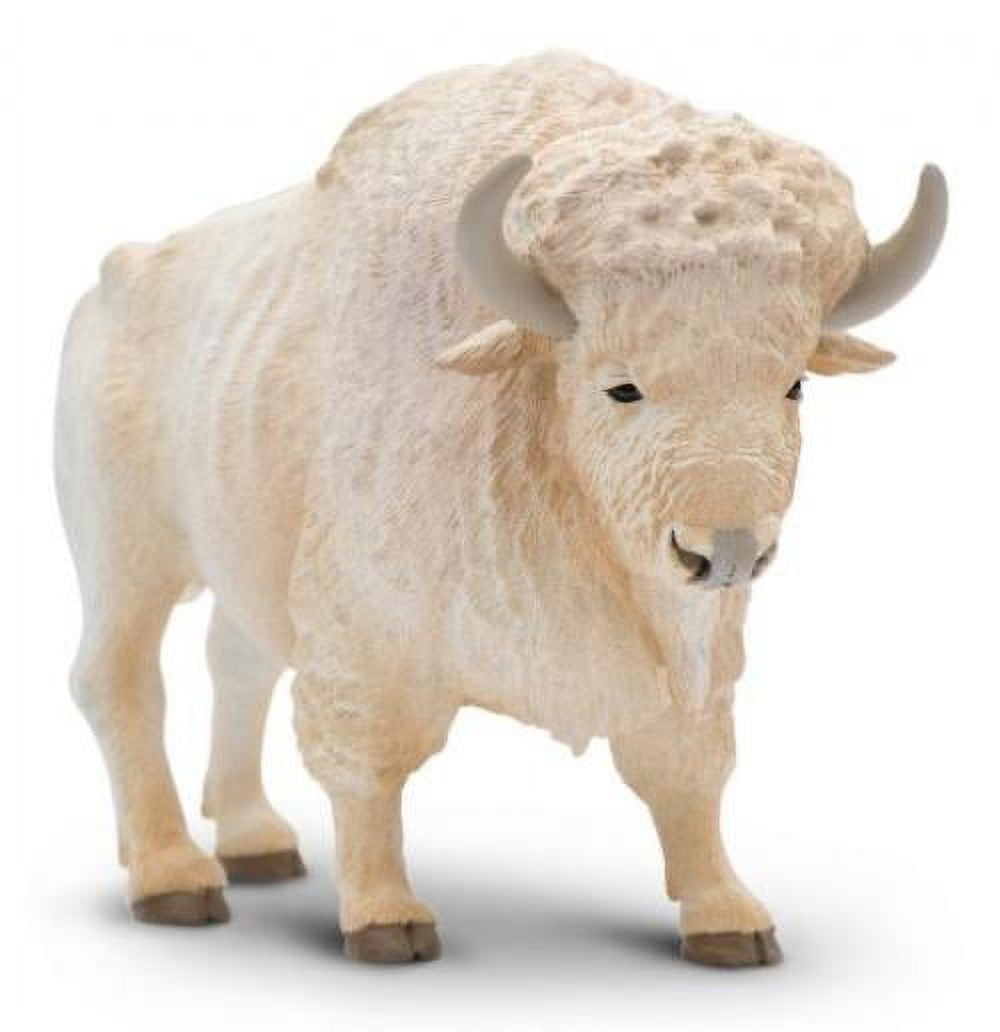Detailed White Buffalo Plastic Figurine Toy for Kids