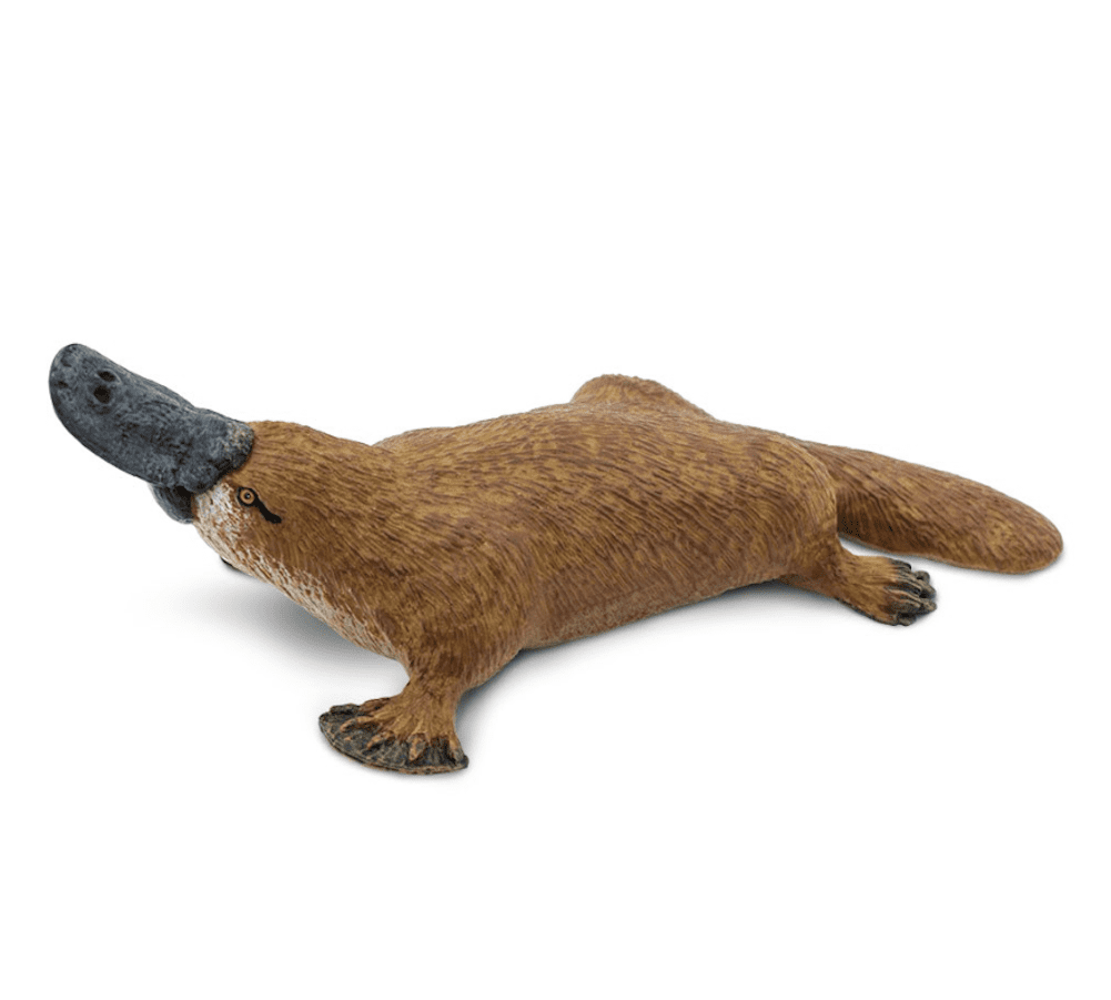 Hand-Painted Brown and Gray PVC Platypus Figurine