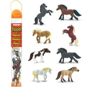 Safari Ltd. Ponies TOOB - 8 Figurines Dartmoor, Highland, Fell, Welsh, Quarter, Shetland, Chinoteague, Exmoor Pony - Educational Toy Figures For Boys, Girls & Kids Ages 3+