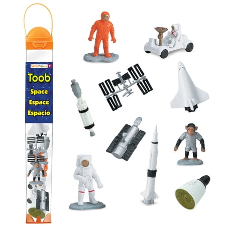 Safari Ltd. Space Exploration TOOB - 10 Mini Figurines: Astronauts, Space Chimp, Rockets, Spacecraft, Rover, Shuttle, Space Telescope, & Satellite - Educational Toys for Boys, Girls & Kids Ages 3+