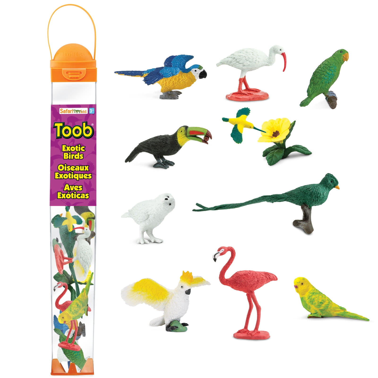 Safari Ltd. Exotic Birds TOOB - 10 Figurines: Parakeet, Quetzal