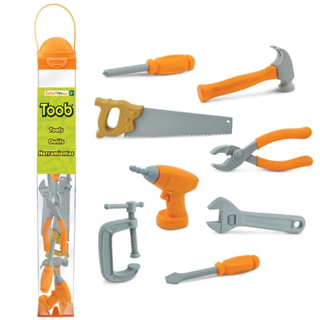 Safari Ltd. Handy Tools TOOB - 8 Mini Figurines Including Vice, Drill, Screwdrivers, Wrench, Pliers, Saw, and Hammer - Educational Toy Figure Set for Boys, Girls & Kids Ages 3+