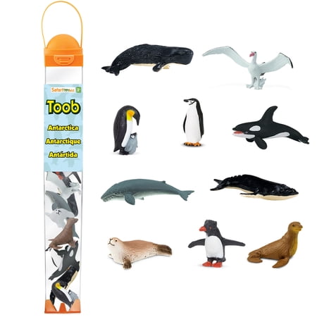 Safari Ltd. Antarctica Toob - 10 Figurines of Penguins, Whales, Seals, & More- Educational Toy Figure Set for Boys, Girls & Kids 3+