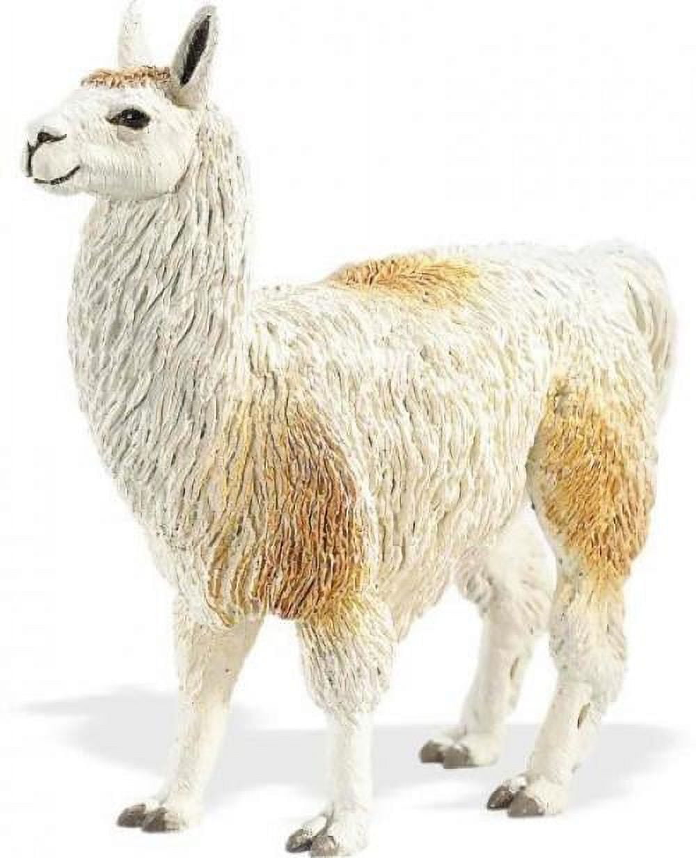 Hand-Painted White and Brown PVC Llama Toy Figurine