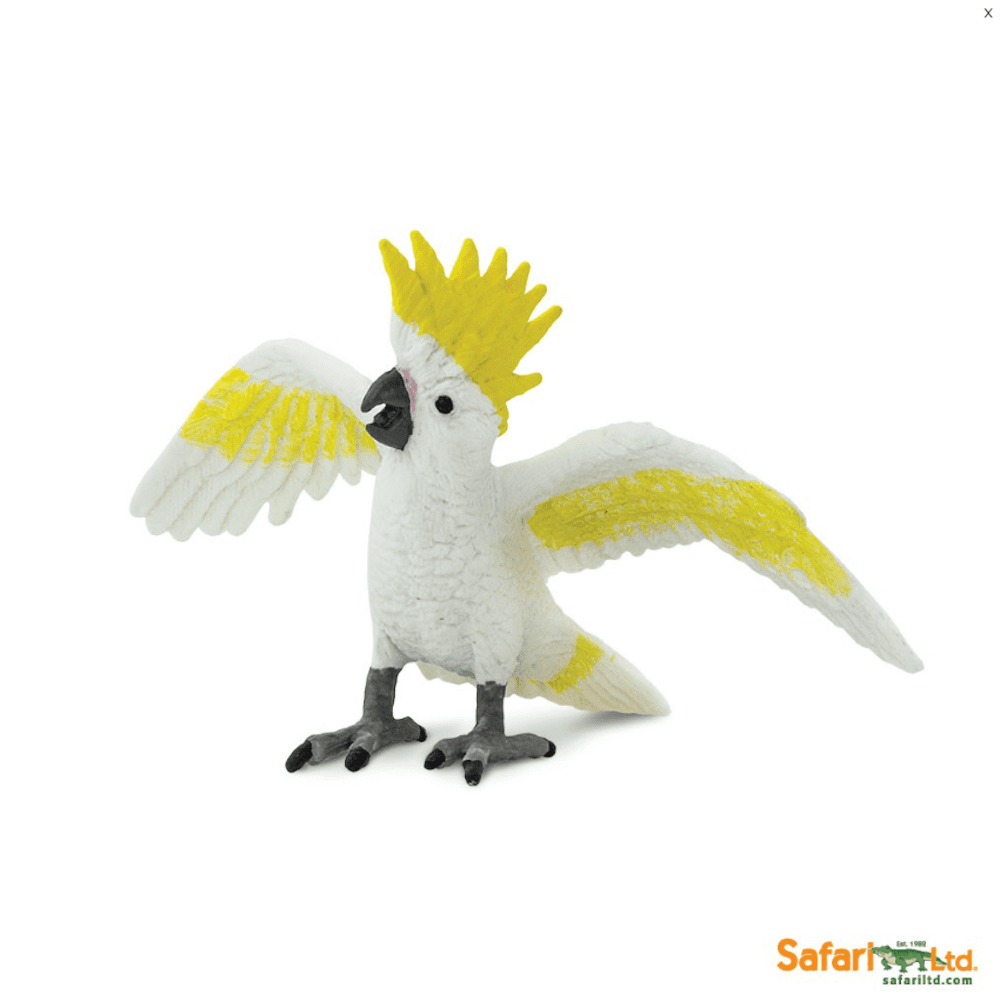 Hand-Painted White and Yellow Cockatoo Figurine