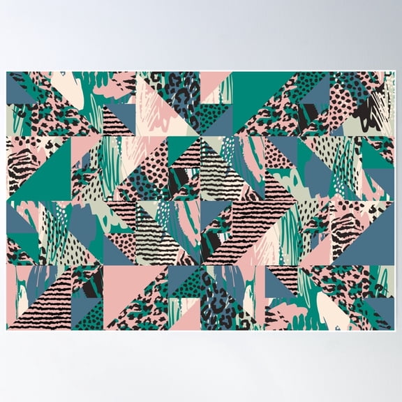 Safari Meets Rainforest Pattern Poster Wall Art, Modern Wall Decor For Living Room Bedroom, 8x12 UNFRAMED