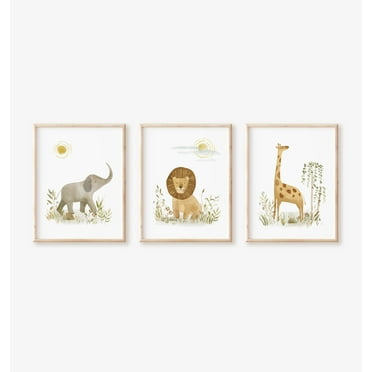 Safari Nursery Decor, Safari Wall Decor, Nursery Wall Decor, Safari Art Print Set of 3 UNFRAMED 11x14''