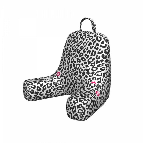 Safari Reading Pillow Cover, Leopard Cheetah Animal Print Kiss Shape Lipstick Mark Dotted Trend Art, Unstuffed Printed Bed Rest Case from Soft Fabric, Small, Charcoal Grey Pink, by Ambesonne