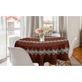 thumbnail image 1 of Safari Round Tablecloth, Animal Skin Stripes in Diamond Pattern Native Artwork, Circle Table Cloth Cover for Dining Room Kitchen Decor, 60", Red and Brown, by Ambesonne, 1 of 2
