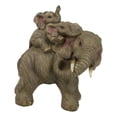 thumbnail image 1 of Safari Savanna Whimsical Elephant Father And 2 Calves On Piggyback Figurine 5"H, 1 of 9