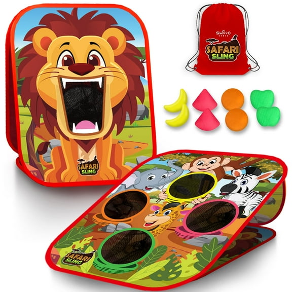 Safari Sling | 2-in-1 Bean Bag Toss Game for Kids | 5-Second Setup