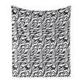 thumbnail image 1 of Safari Soft Flannel Fleece Blanket, Continuing Wavy Stripes in Greyscale Monochrome Design Jungle Inspirations, Cozy Plush for Indoor and Outdoor Use, 60" x 80", Dark Grey and White, by Ambesonne, 1 of 6