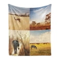thumbnail image 1 of Safari Soft Flannel Fleece Throw Blanket, Safari Collages with Native Wild Savannah Animals Exotic Lands Lonely Planet, Cozy Plush for Indoor and Outdoor Use, 60" x 80", Multicolor, by Ambesonne, 1 of 5