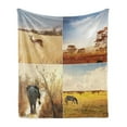 thumbnail image 1 of Safari Soft Flannel Fleece Throw Blanket, Safari Collages with Native Wild Savannah Animals Exotic Lands Lonely Planet, Cozy Plush for Indoor and Outdoor Use, 70" x 90", Multicolor, by Ambesonne, 1 of 5