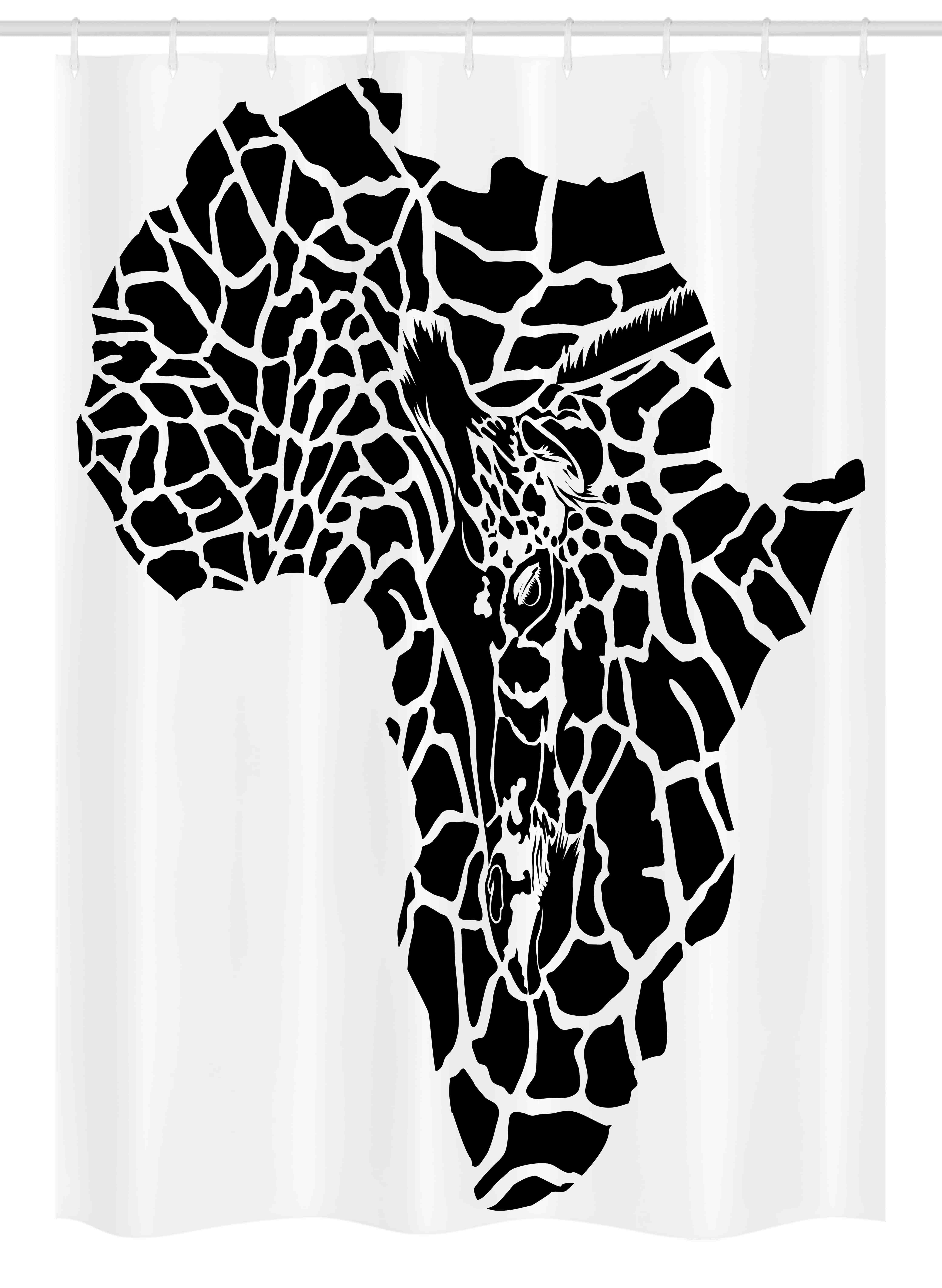 Safari Stall Shower Curtain, Illustration of Africa Continent Map as ...