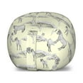 thumbnail image 1 of Safari Storage Toy Bag Chair, African Nature Illustration and Adult Zebras and Cubs Indigenous Tree Pattern, Stuffed Animal Organizer Washable Bag, Small Size, Pale Green Grey, by Ambesonne, 1 of 3