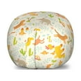 thumbnail image 1 of Safari Storage Toy Bag Chair, Theme with Happy Zoo Animals Smiling and Jumping Cartoon Style, Stuffed Animal Organizer Washable Bag, Large Size, Multicolor, by Ambesonne, 1 of 3