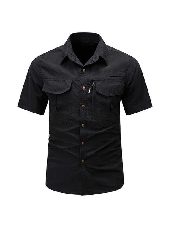 Safari T Shirt for Men Short Sleeve UPF 50 UV Sun Protection Quick Dry Hiking Fishing Shirts Business Dressy Casual Blouses Going Out Tops 2026 Summer V