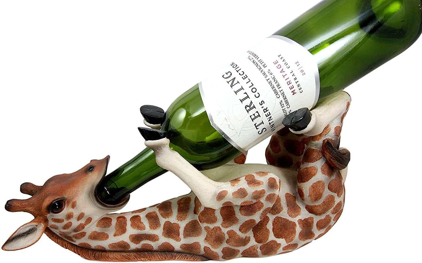 Safari Tall Drink Thirsty Long Necked Giraffe Wine Bottle Holder Caddy