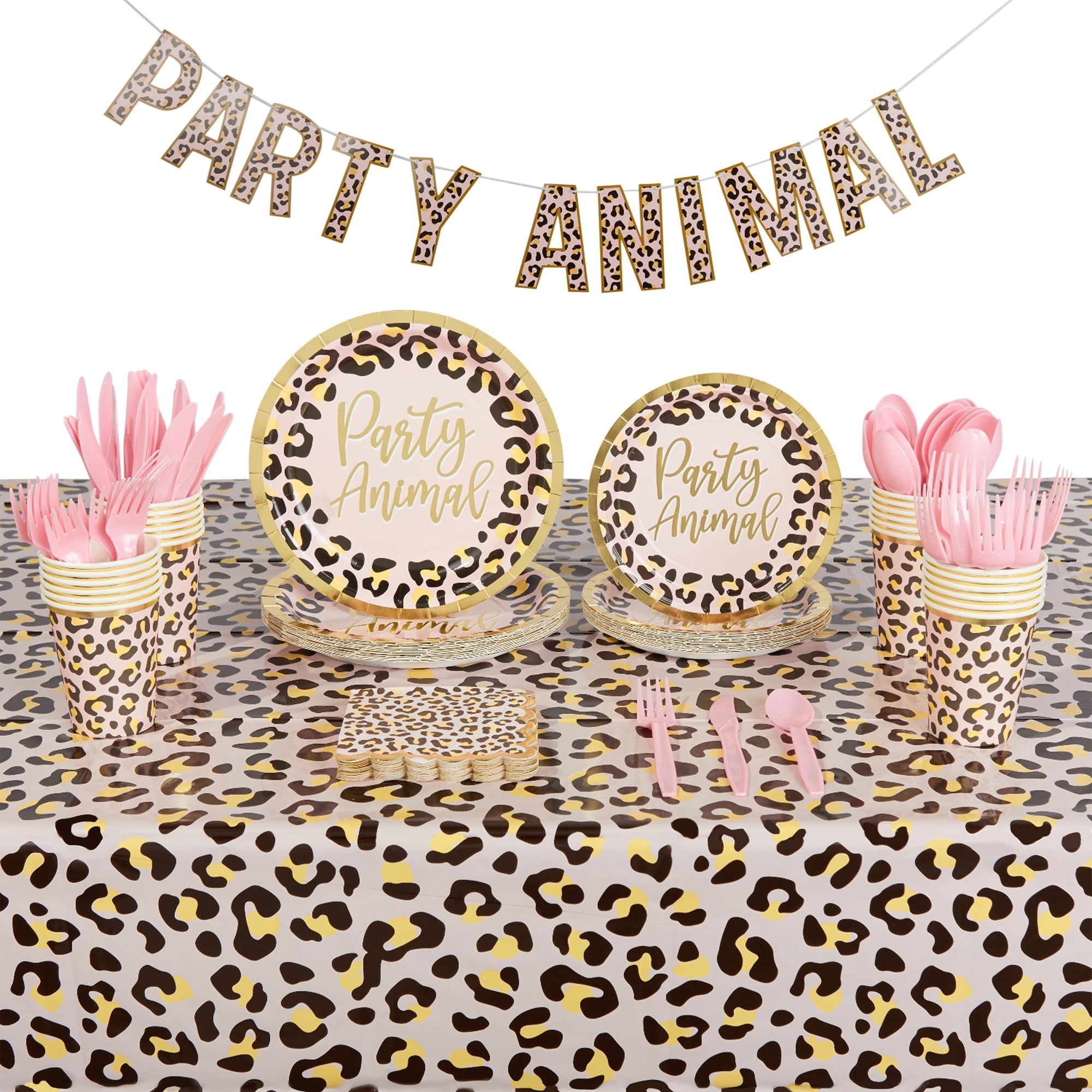 Safari Leopard Print Birthday Party Supplies Set for 24 Guests