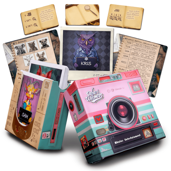 Whales Entertainment Safari Witness Memory Matching Board Game for 2-7 Players Ages 12+