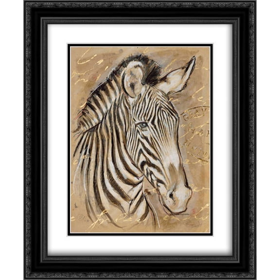 Safari Zebra 2x Matted 20x24 Black Ornate Framed Art Print by Barrett, Chad