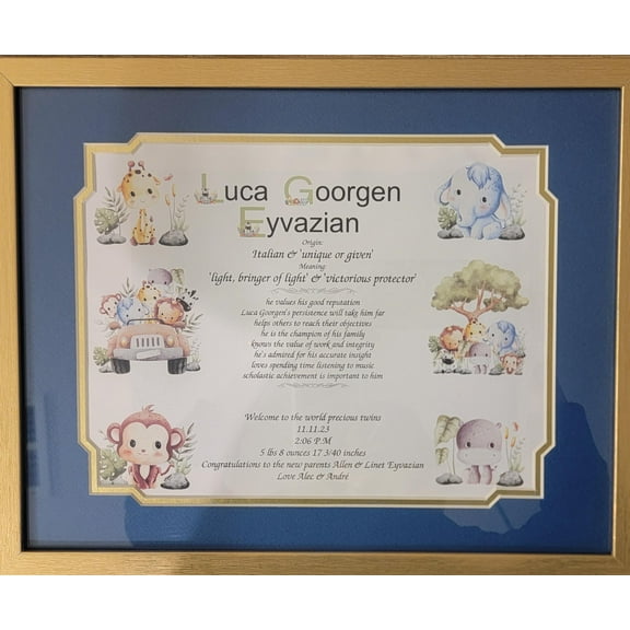 Safari themed personality baby gift (landscape), Baby Name Meaning Sign for Nursery, Nursery Room Dcor, Meaning Behind Names Gift, Gift for Parents, New Mom Gift