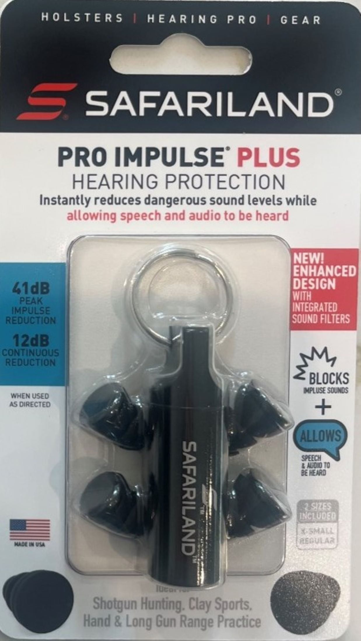 Safariland In-ear Impulse Plus Hearing Protection Provides 41.7db Peak Impulse Reduction.