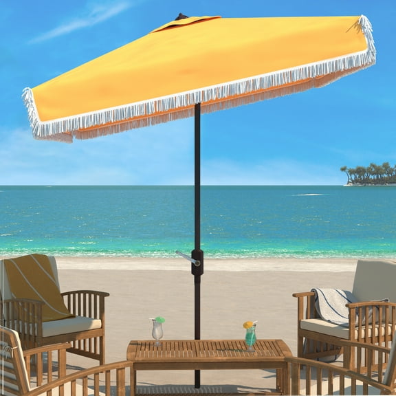 Safavieh 103.54" Solid Print Square Market Patio Umbrella, Adjustable Height