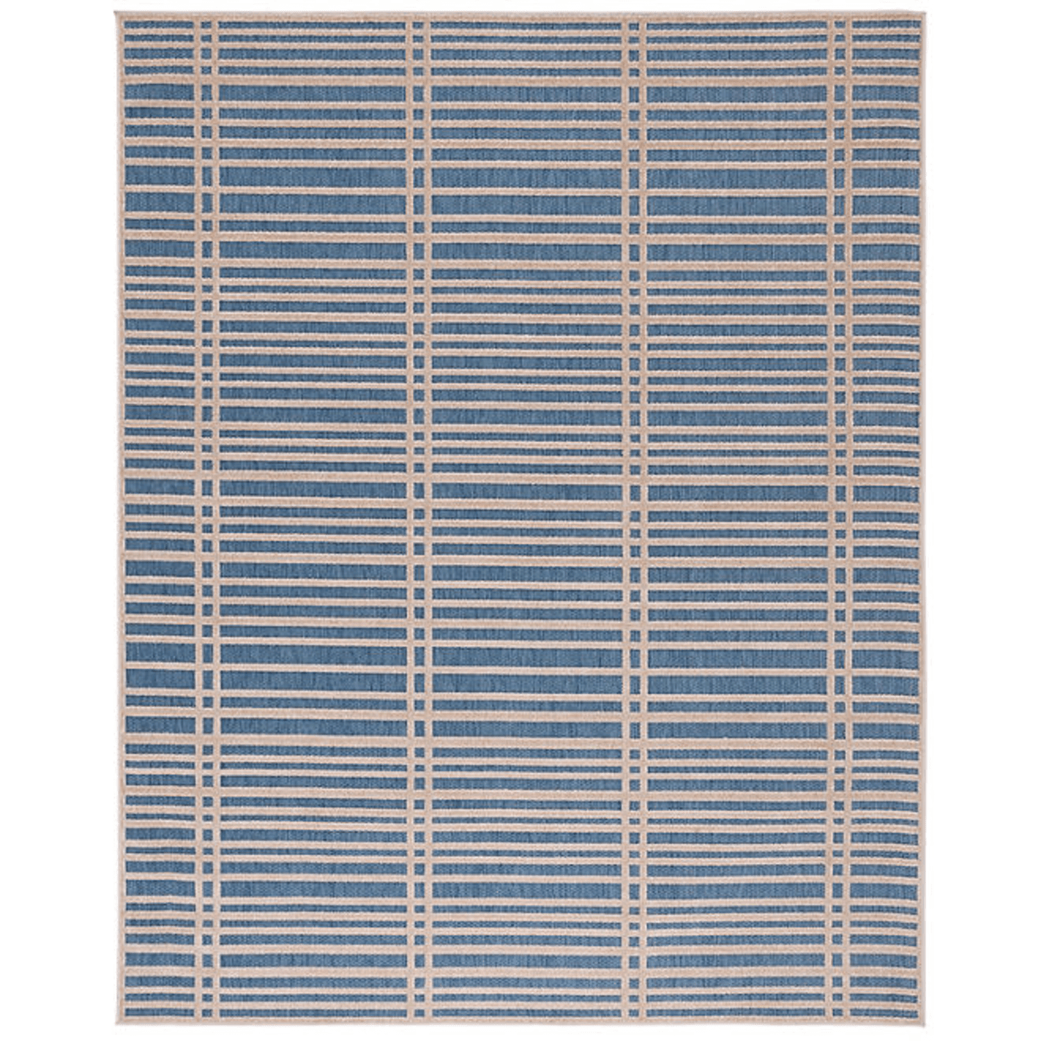 Blue and Beige Synthetic Rectangular 8' x 10' Indoor/Outdoor Rug