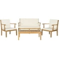 thumbnail image 1 of Safavieh 4-Piece Wood Outdoor Patio Dining Set with Cushion, Teak Brown, 1 of 8