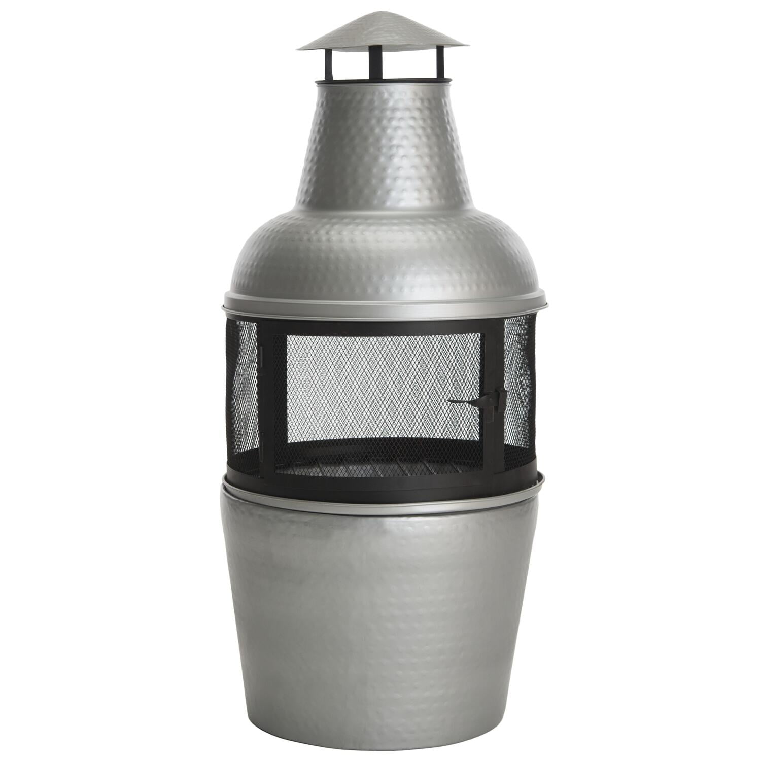 Cartagena Black and Silver Hammered Iron Chiminea