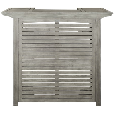 Safavieh 46” Rectangular Outdoor Pub Style Acacia Wood Patio Bar Table, Grey Wash