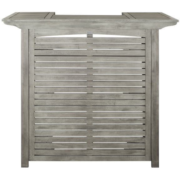 Safavieh 46” Rectangular Outdoor Pub Style Acacia Wood Patio Bar Table, Grey Wash