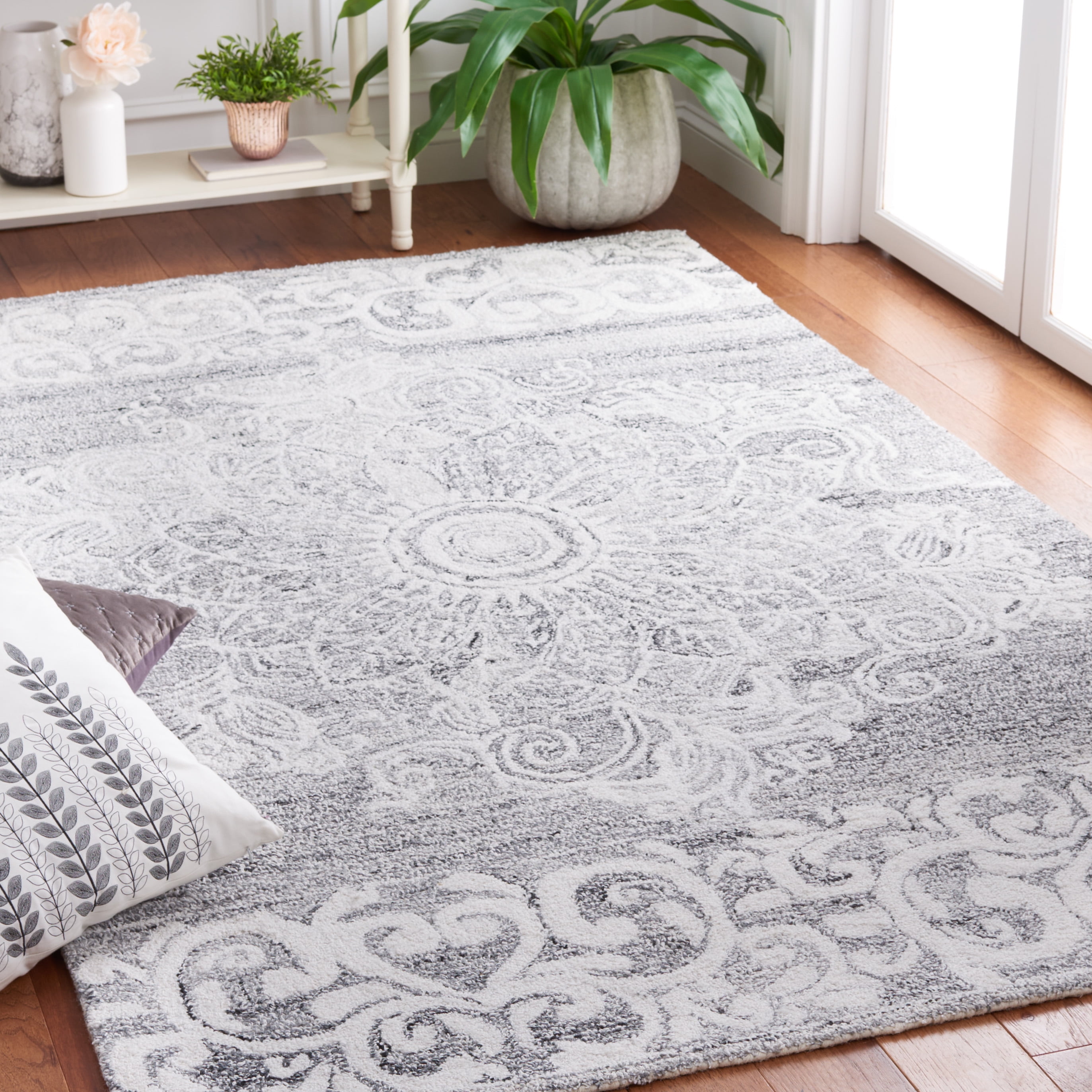 SAFAVIEH Abstract Ruadhan Oriental Area Rug, Ivory/Light Gray, 4' x 6'