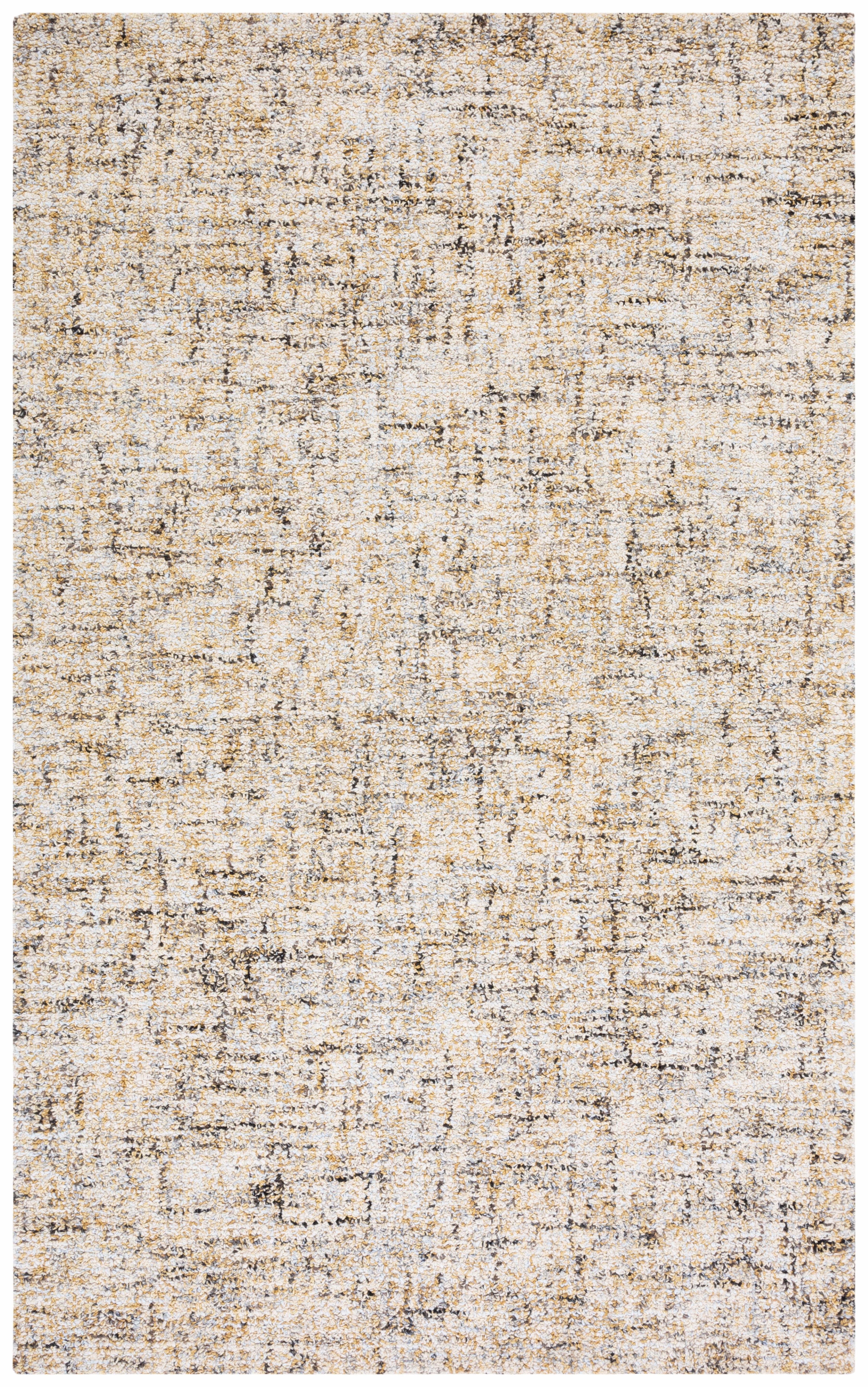 Beige and Gold Abstract Tufted Wool 8' x 10' Area Rug