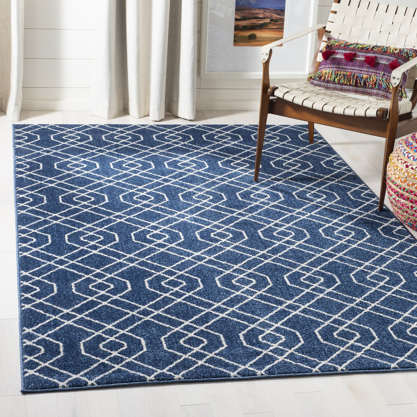 Reversible Ivory Cotton-Synthetic 4' x 6' Easy-Care Rug