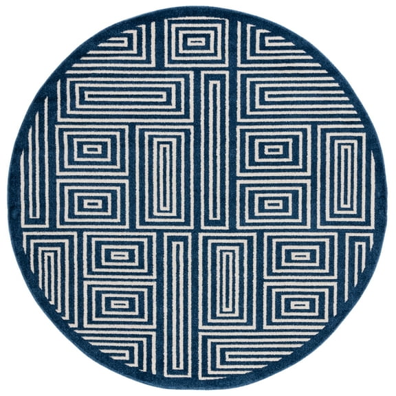 Safavieh AMHERST, NAVY / IVORY, 7' X 7' Round, Area Rug, AMT430P-7R