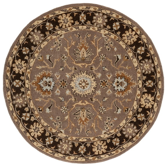 SAFAVIEH Anatolia Rosalin Floral Area Rug, Grey/Dark Grey, 6' x 6' Round
