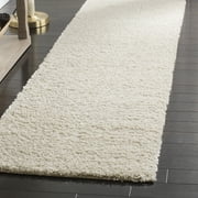 SAFAVIEH Arizona Cady Solid Shag Runner Rug, Cream, 2'3" x 6'
