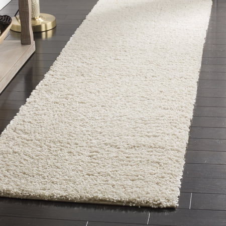 SAFAVIEH Arizona Cady Solid Shag Runner Rug, Cream, 2'3" x 6'