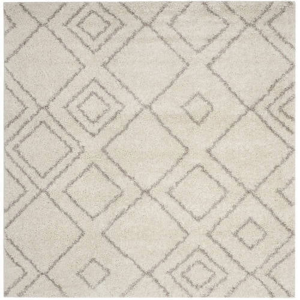 Plush Ivory & Beige Synthetic 8' x 10' Shag Area Rug