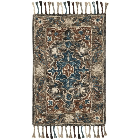 SAFAVIEH Aspen Lance Oriental Wool Area Rug, Charcoal/Light Brown, 2' x 3'