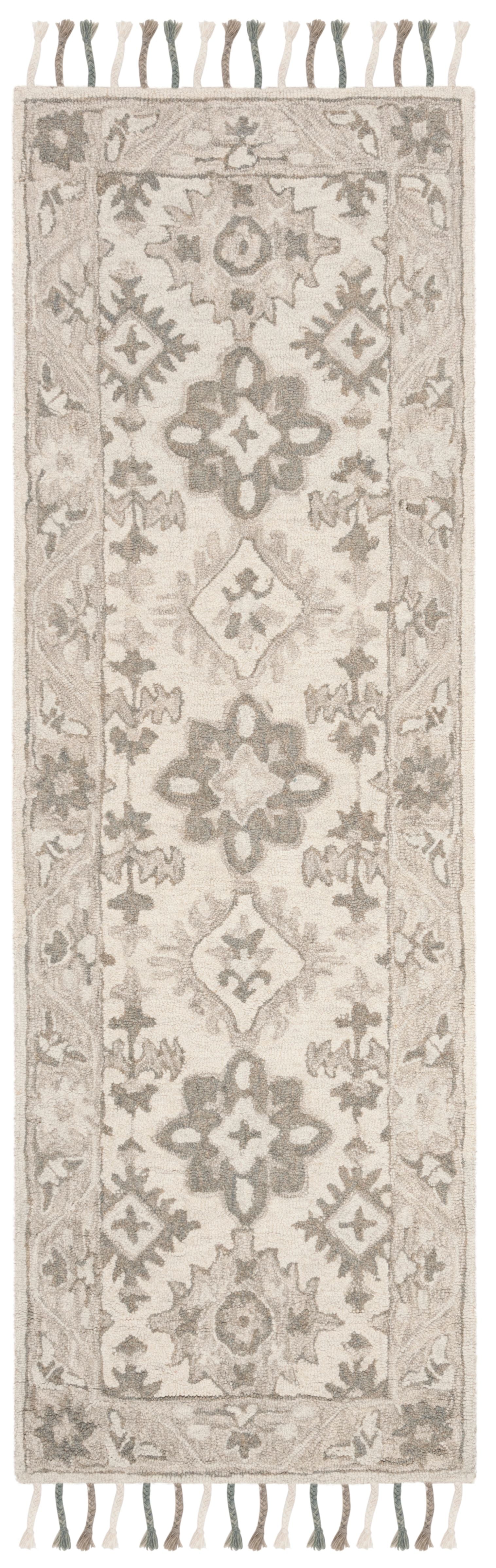 Gray Geometric Handmade Wool Runner Rug