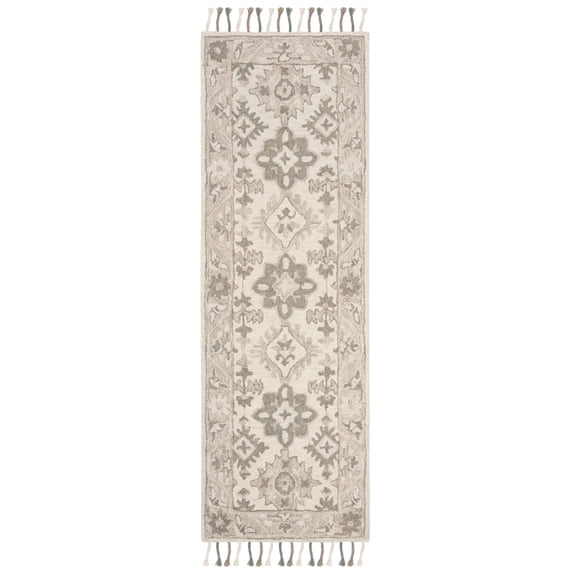 SAFAVIEH Aspen Shannen Oriental Wool Runner Rug, Light Grey/Grey, 2'3" x 7'